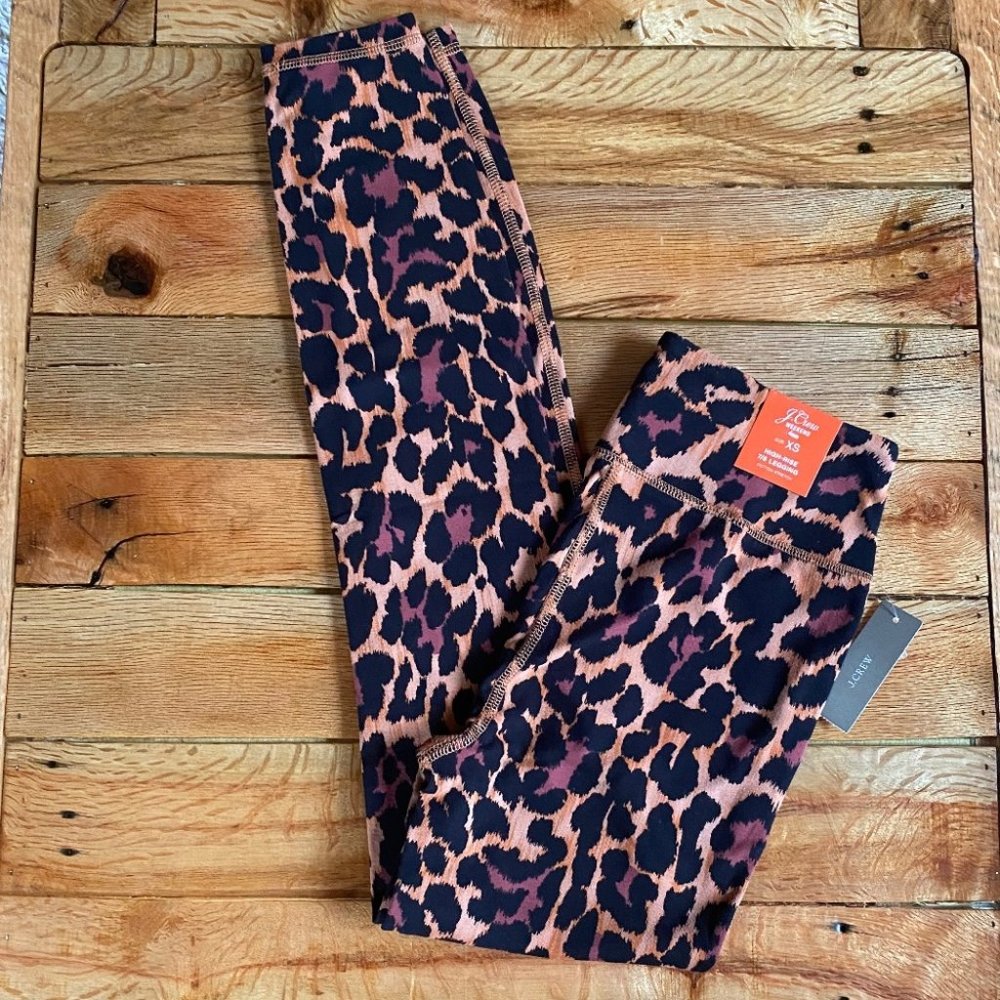 NEW J. Crew Leopard High Rise 7/8 Leggings Animal Print Brown - Picture 1 of 5